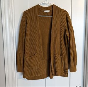 Madewell Nolan Ribbed 100% Cotton Open Front Cardigan - Deep Mustard Yellow sz L